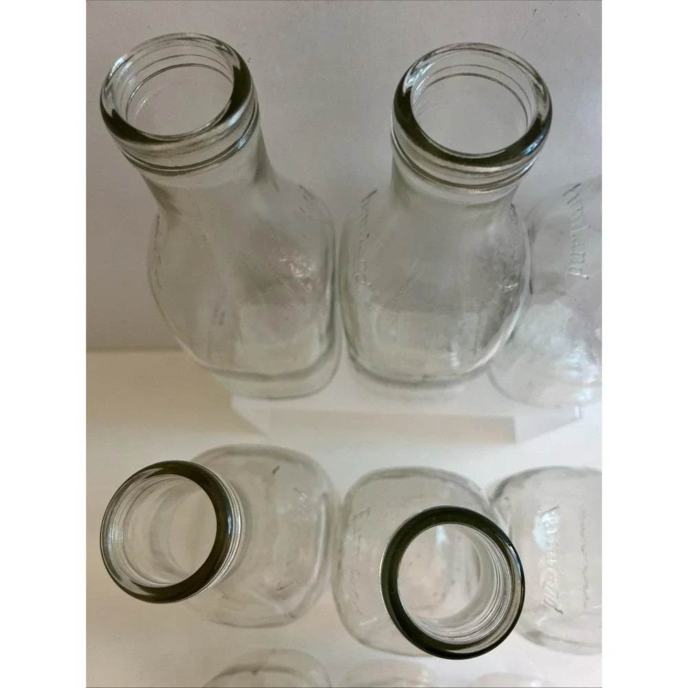 Vintage Farmland Clear Glass Quart Size Milk‎ Bottles Lot of 9 Includes No.13